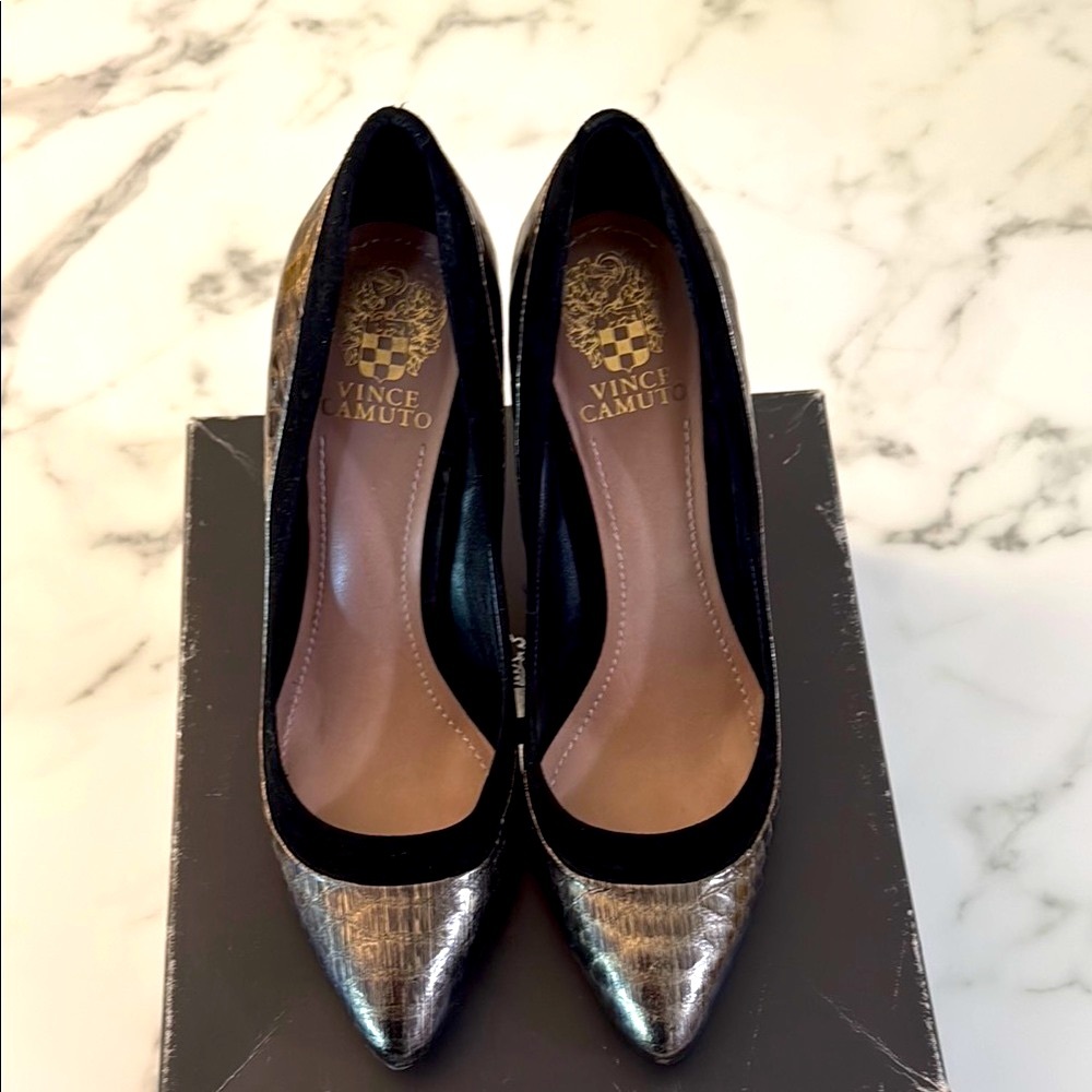 Vince Camuto Silver and Black Women's Pumps